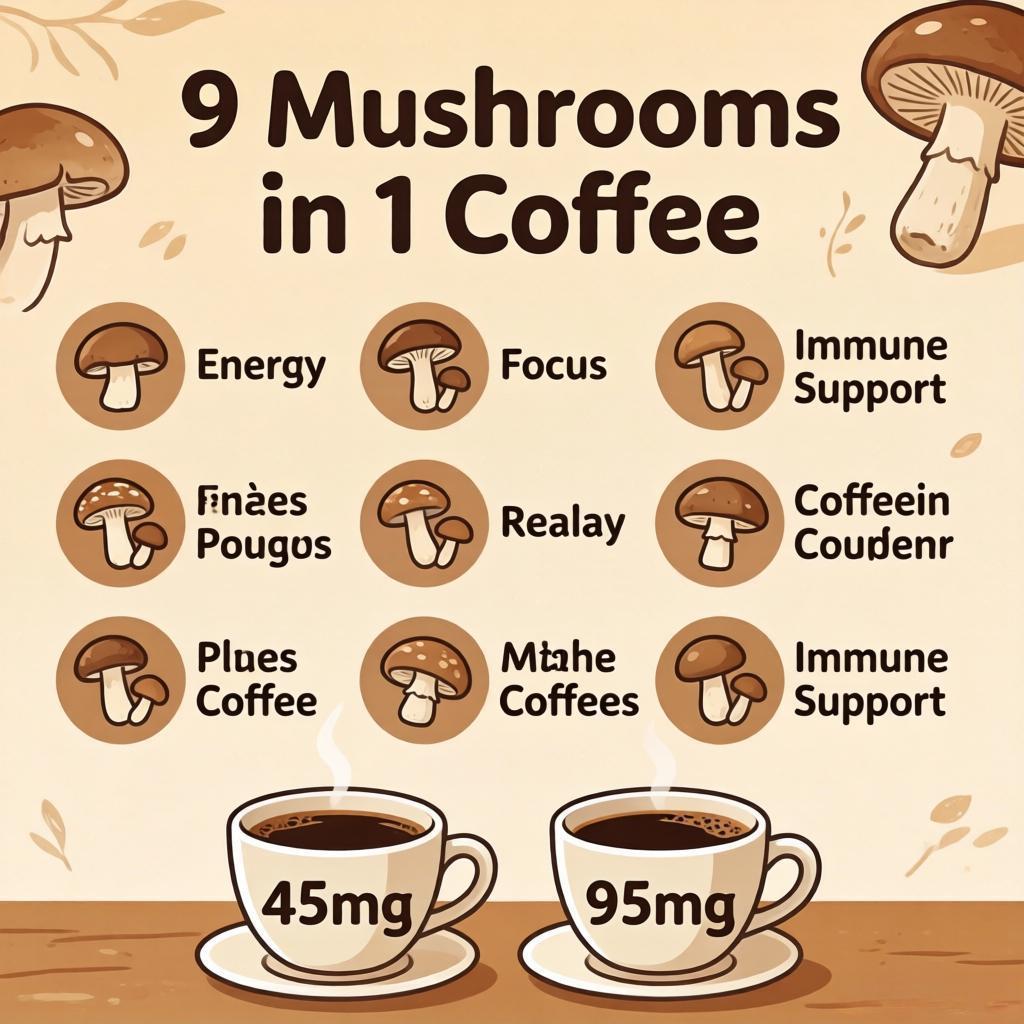 One Cup of Coffee, Nine Mushrooms: The Truth Behind Mushroom Coffee's Ingredients and Nutrition