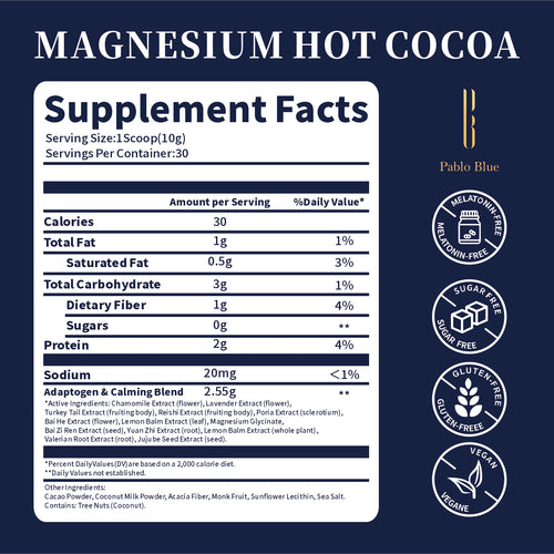 Pablo Blue Magnesium Hot Cocoa Mix, 10.58oz 