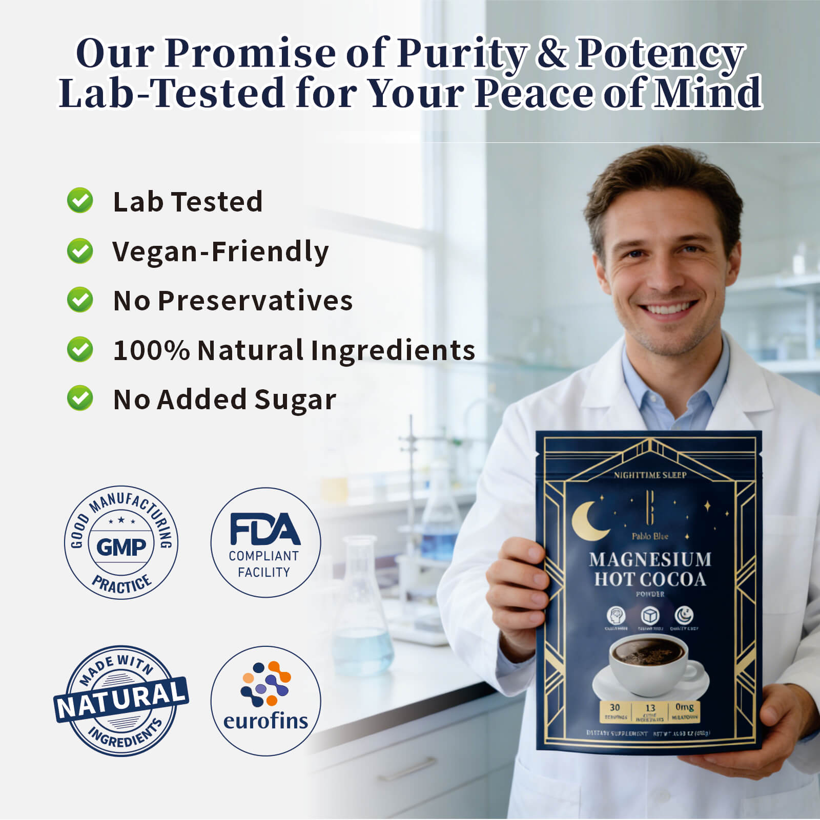 Pablo Blue Magnesium Hot Cocoa Mix, 10.58oz 